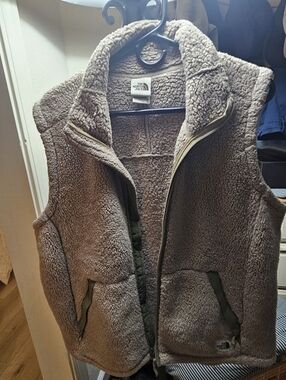 The North Face Taupe Sherpa Fleece Vest with Zip